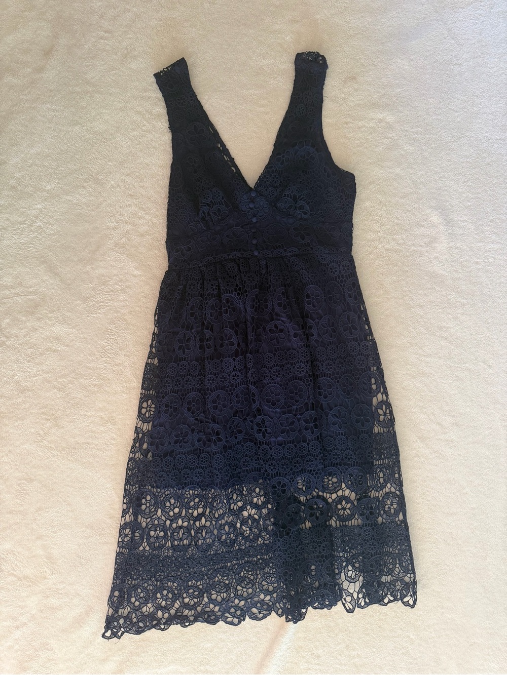 Lulus Navy Blue Floral Crochet Lace Midi Dress Size M